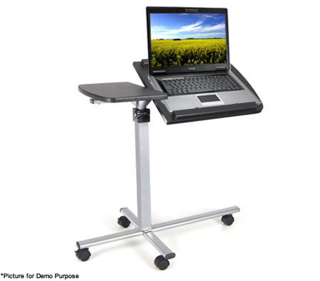 Visit Portable Ergonomic Angle Adjustable Laptop Table Desk Trolley with Caster Wheels - Black