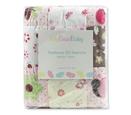 Visit Jelly Bean Baby Patchwork Cot Comforter - Butterflies