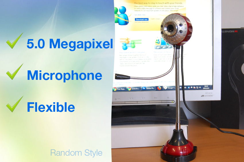 Visit Flexible 5.0 Megapixel USB Webcam with Microphone and LEDs