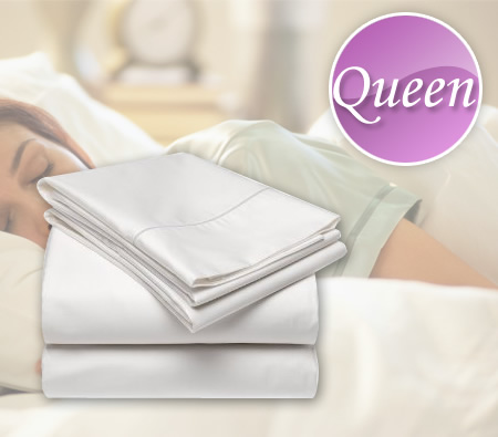Visit Luxury Queen Sized Bed Fitted & Flat Sheet / Pillowcase Set