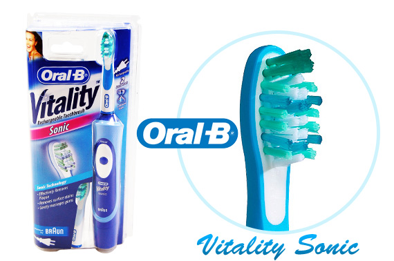Visit Oral-B Vitality Sonic Rechargeable Toothbrush with Timer and 2 Heads