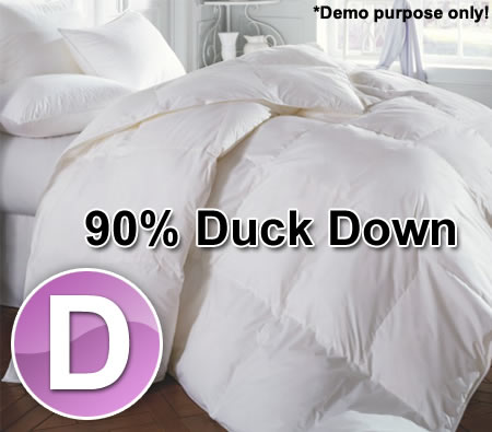 Visit 90% Duck Down Double Size Quilt + One 5% Duck Down Pillows