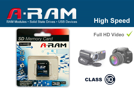 Visit A-RAM 32GB SD Card, SDHC, High Speed Class 10