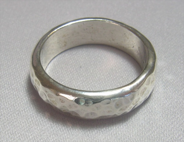Visit Hammered and oxidised sterling silver plain ring
