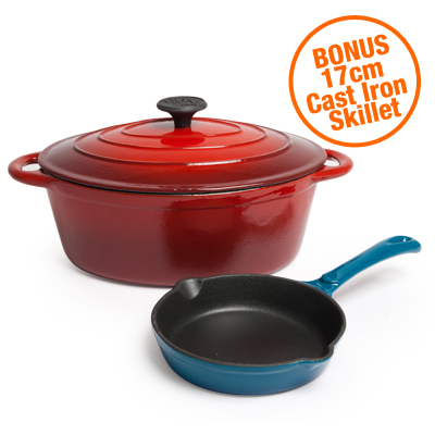 Visit Cast Iron 3.7L Dutch Oven with BONUS 17cm Skillet