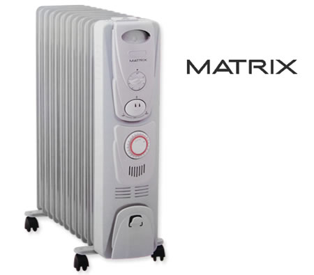 Visit Matrix 2400W 11 Fin Column Oil Heater with Tip Over Switch & Timer