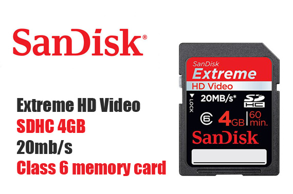 Visit 4GB Sandisk Extreme HD Video SDHC Memory Card 20MB/S Class 6