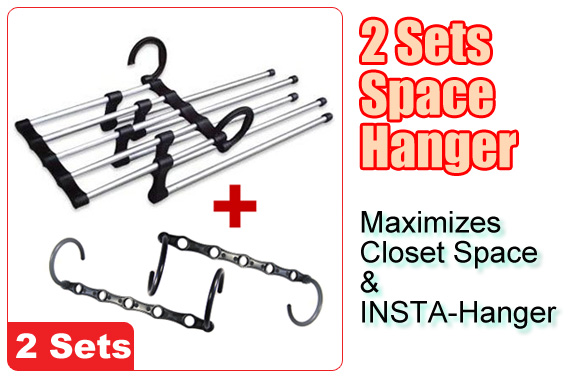 Visit 2 x Space Hanger - Maximizes Closet Space Instantly! - with Bonus Insta-Hangers