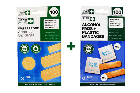 Visit 200 Pcs Assorted First Aid Bandages and Alcohol Pads