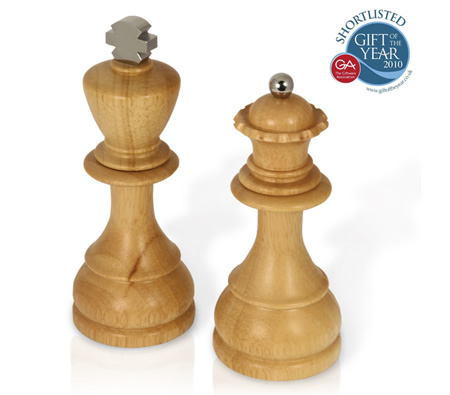 Visit King & Queen Wooden Salt & Pepper Mill Grinder Set