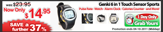 Genki 6 in 1 Touch Sensor Sports Pulse Heart Rate Watch - JT-E302