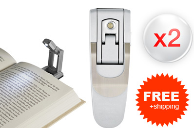 Visit 2 x LED Book Light with Clip, Batteries Included