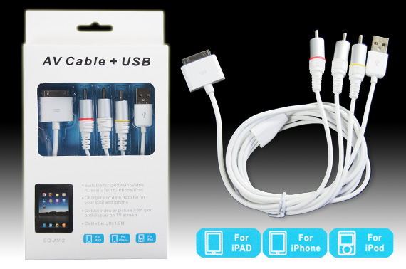 Visit AV and USB Cable For iPod/iPhone/iPad