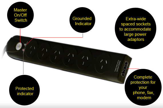 Visit 2 X DOSS Pro Series 6 Way Surge Protected Powerboard