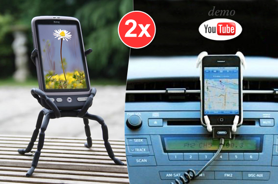 Visit 2x Spider Holder for iPhone, Camera, MP3 Player, GPS, Drink and More