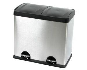 Visit Stainless Steel 48Litre 2 Compartment Pedal Rubbish Bin
