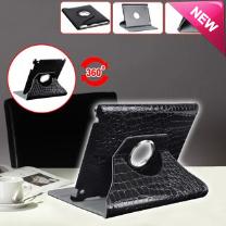 Visit iPad 2 PU Leather Case 360 Rotating Stand