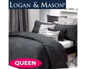 Visit Logan & Mason Queen Quilt Cover Set - Meridian Black
