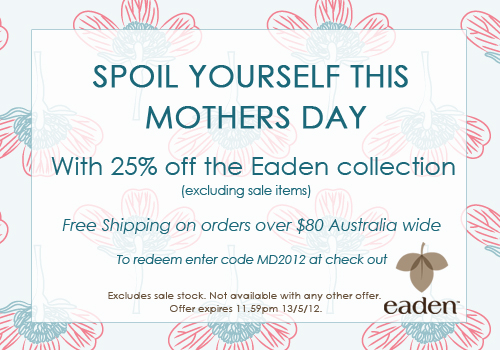 Eaden Sleepwear coupons: 25% off Mother's Day