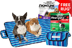 free rug with frontline plus and heartgard plus 6 packs