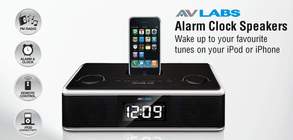 Visit AVLabs iPod / iPhone Speaker with Radio Alarm Clock