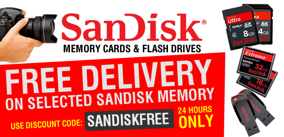 eStore coupons: FREE DELIVERY on selected High Capacity SANDISK memory cards