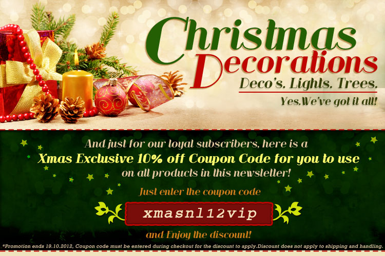 Crazy Sales coupons: 10% off Christmas decorations