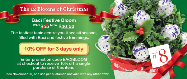 Edible Blooms coupons: 10% off Baci Festive Bloom