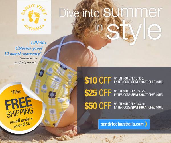 Sandy Feet Australia coupons: $10 off purchase over $75