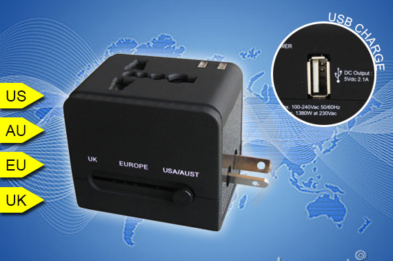 Visit All-in-one Amaze Universal Traveller Adaptor with USB Port Input