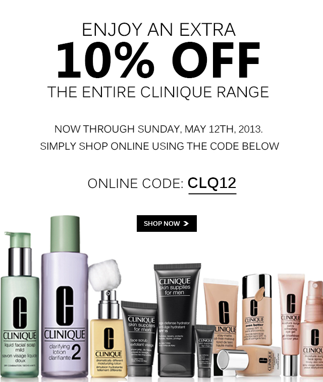 Fresh Fragrances and cosmetics coupons: 10% off Clinique