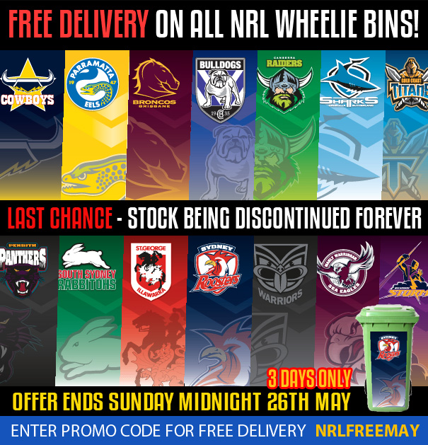DadShop coupons: Free Delivery - On All NRL Wheelie Bins